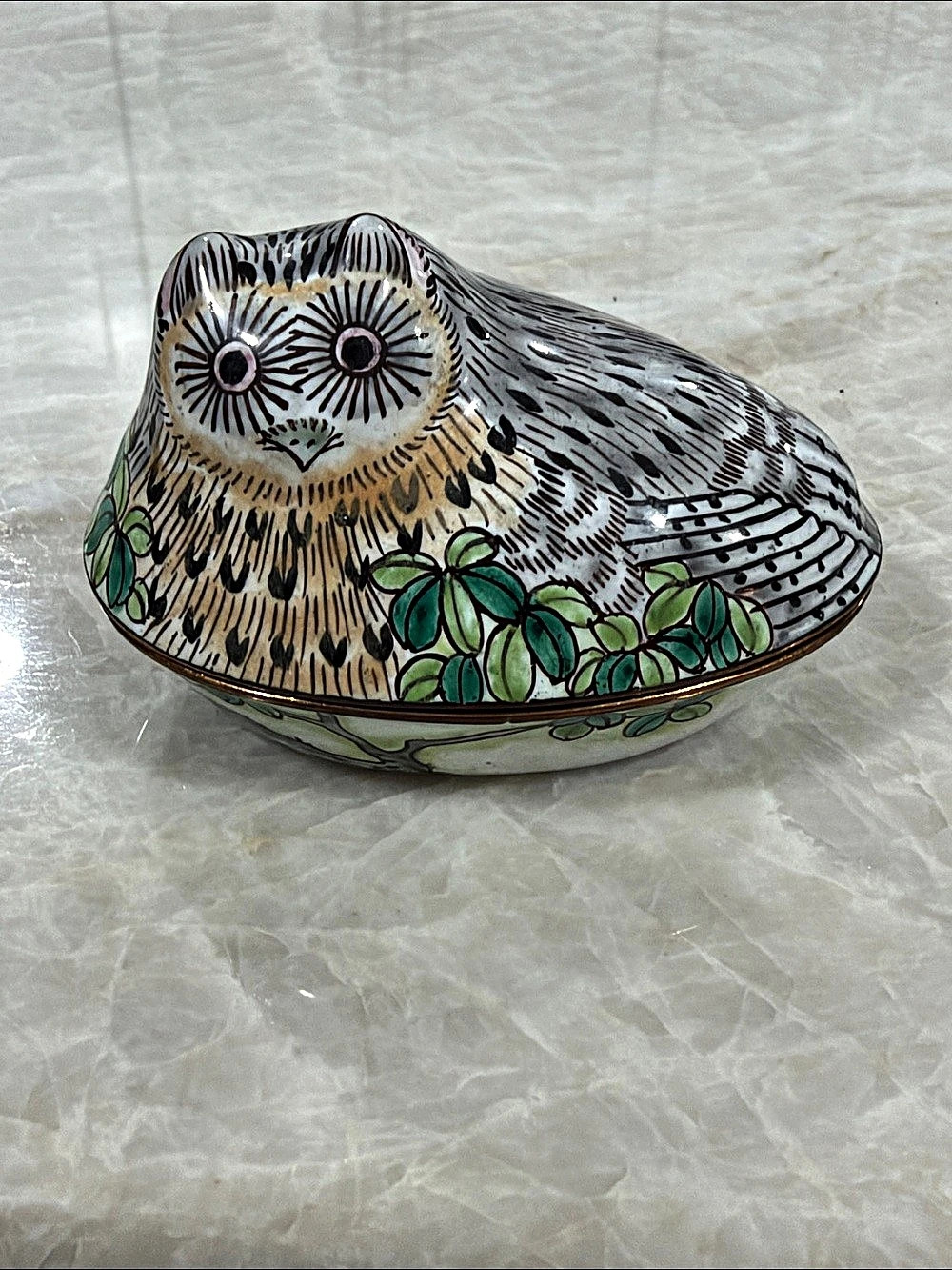 Owl-Shaped Trinket Box in Multicolor
